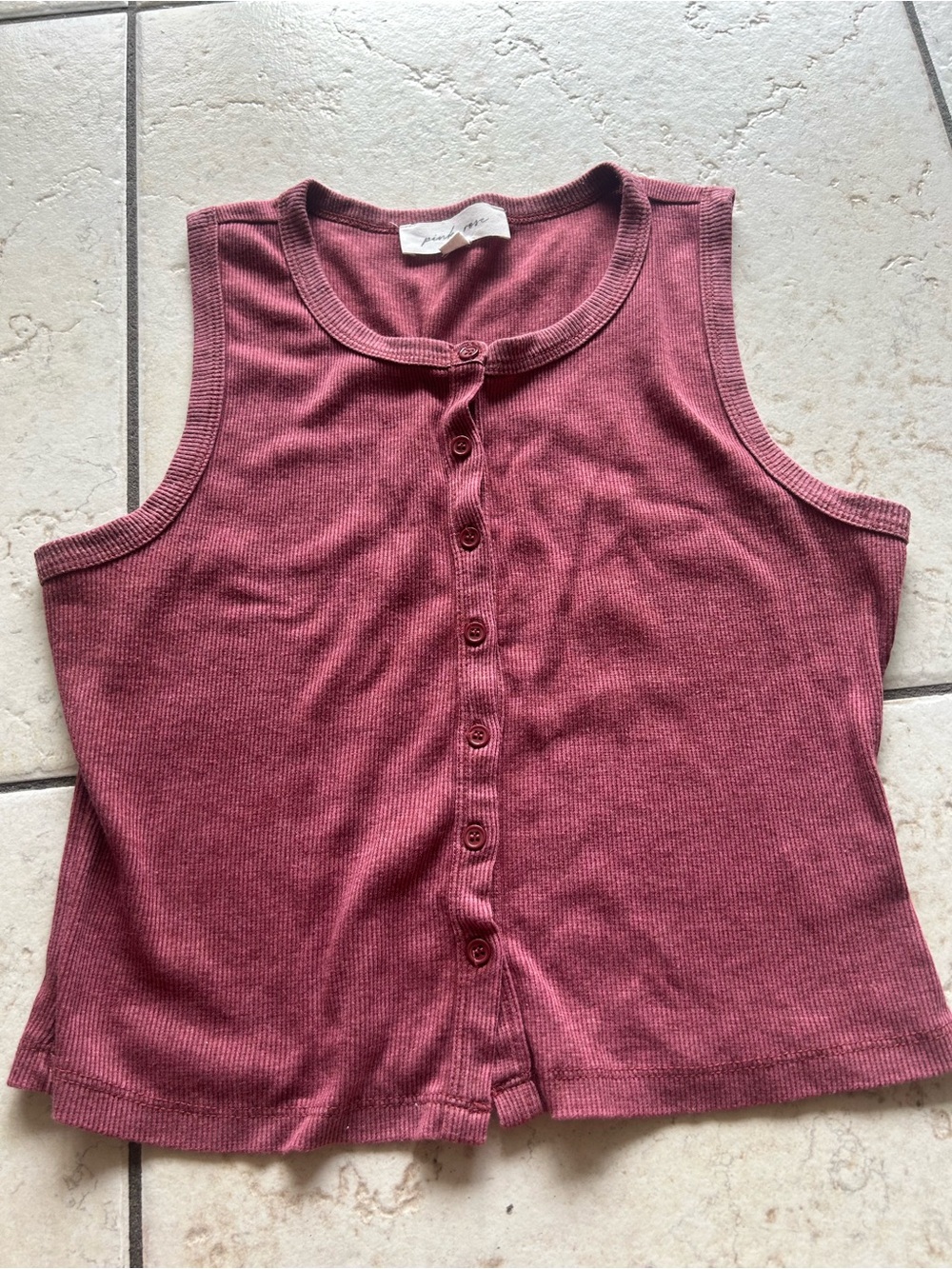 Pink Rose Ribbed Button-Front Tank Top - Dusty Rose